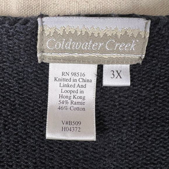 Vintage Coldwater Creek Cardigan L/XL Black Artisan Boho Knit Turquoise Buttons - Picture 8 of 14